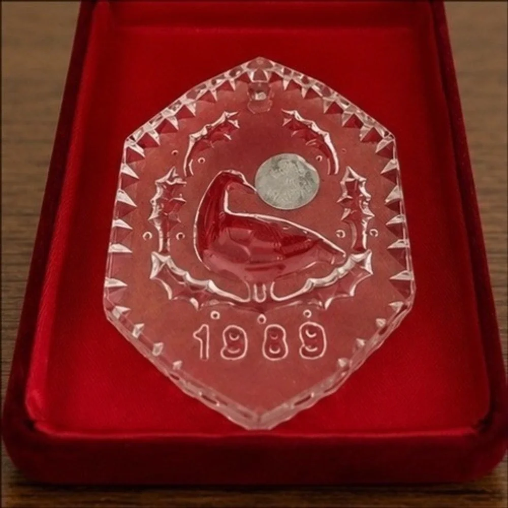 Waterford Crystal 1989 Six Geese A-Laying Ornament 12 Days Christmas w Box Irish
